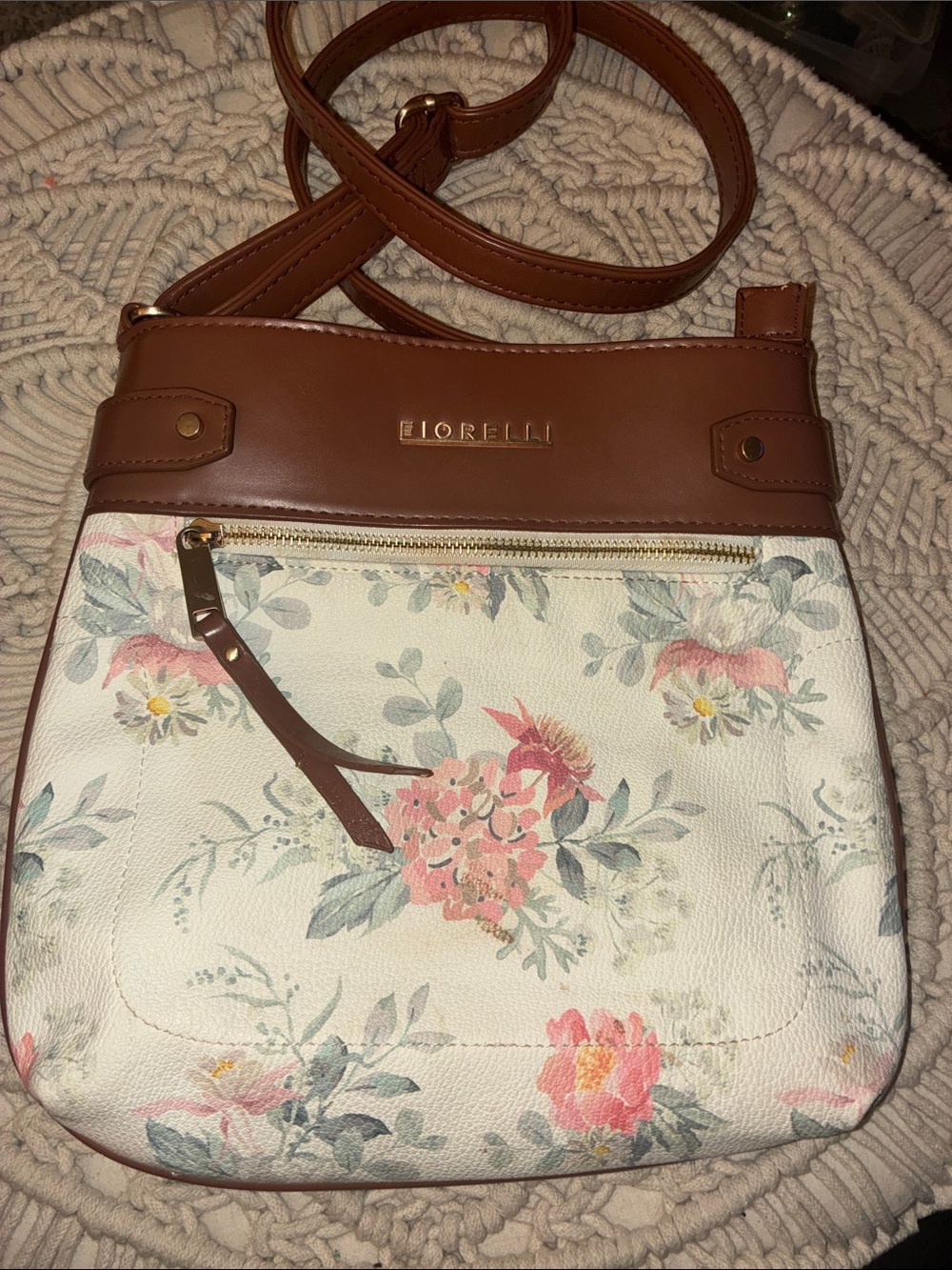 Fiorelli Floral Crossbody Bag in Brown and‎ Cream